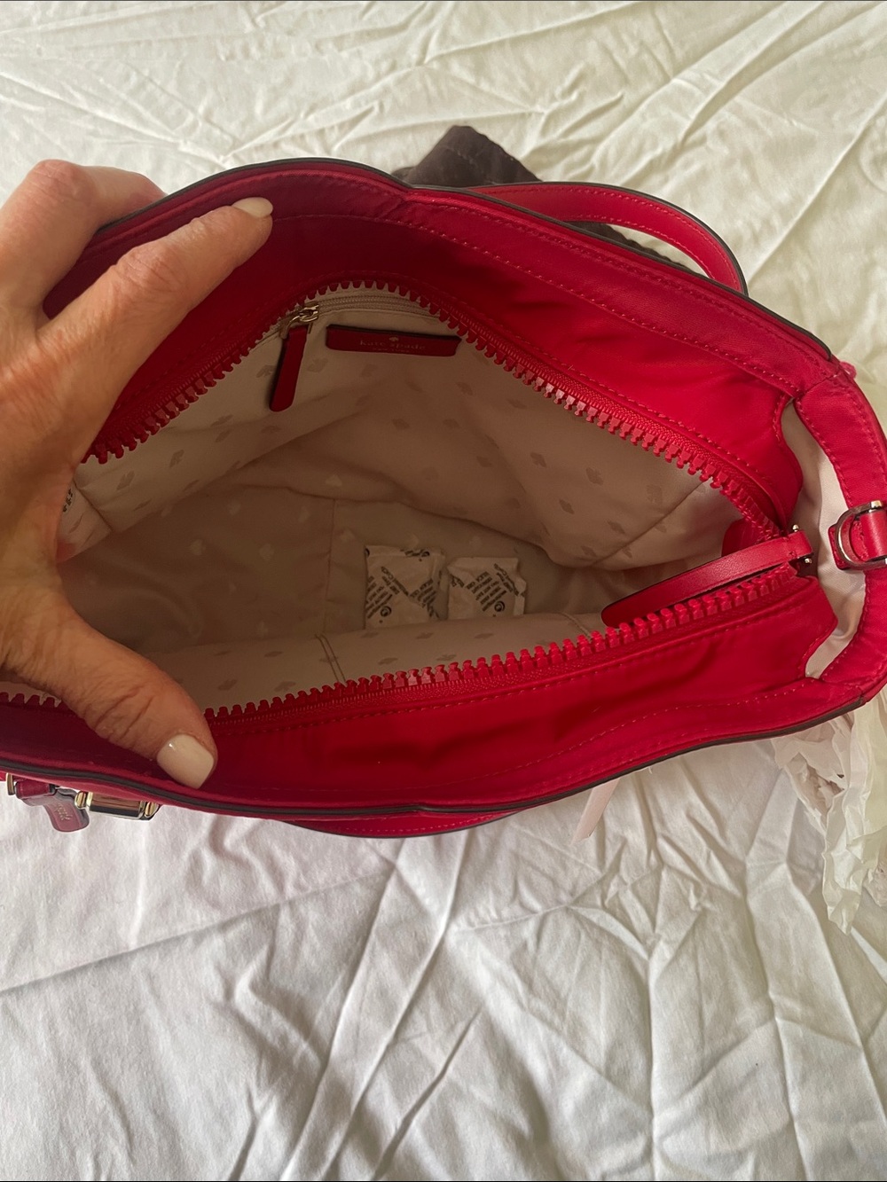 NWT kate spade Red canvas Tote with Gold Spade Accent - Picture 4 of 10